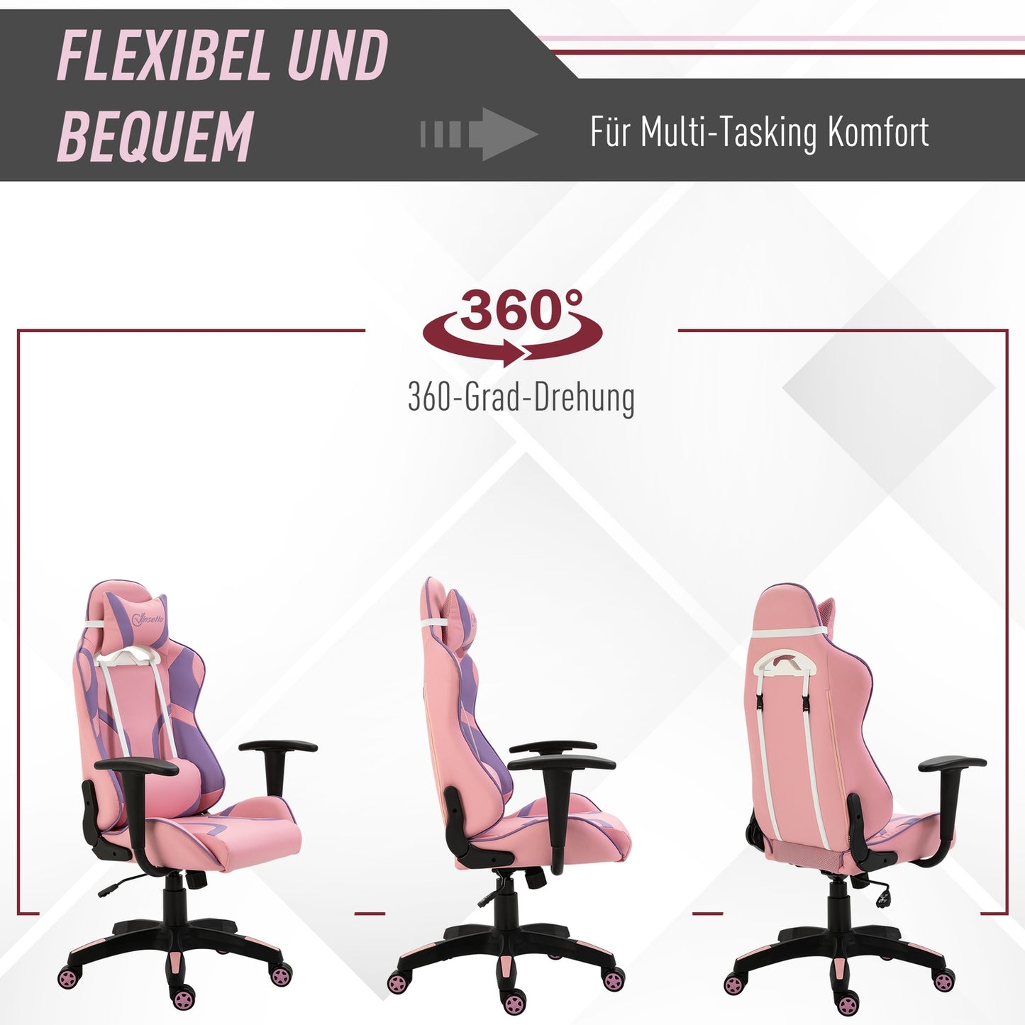 Ergonomic gaming chair with adjustable massage cushion