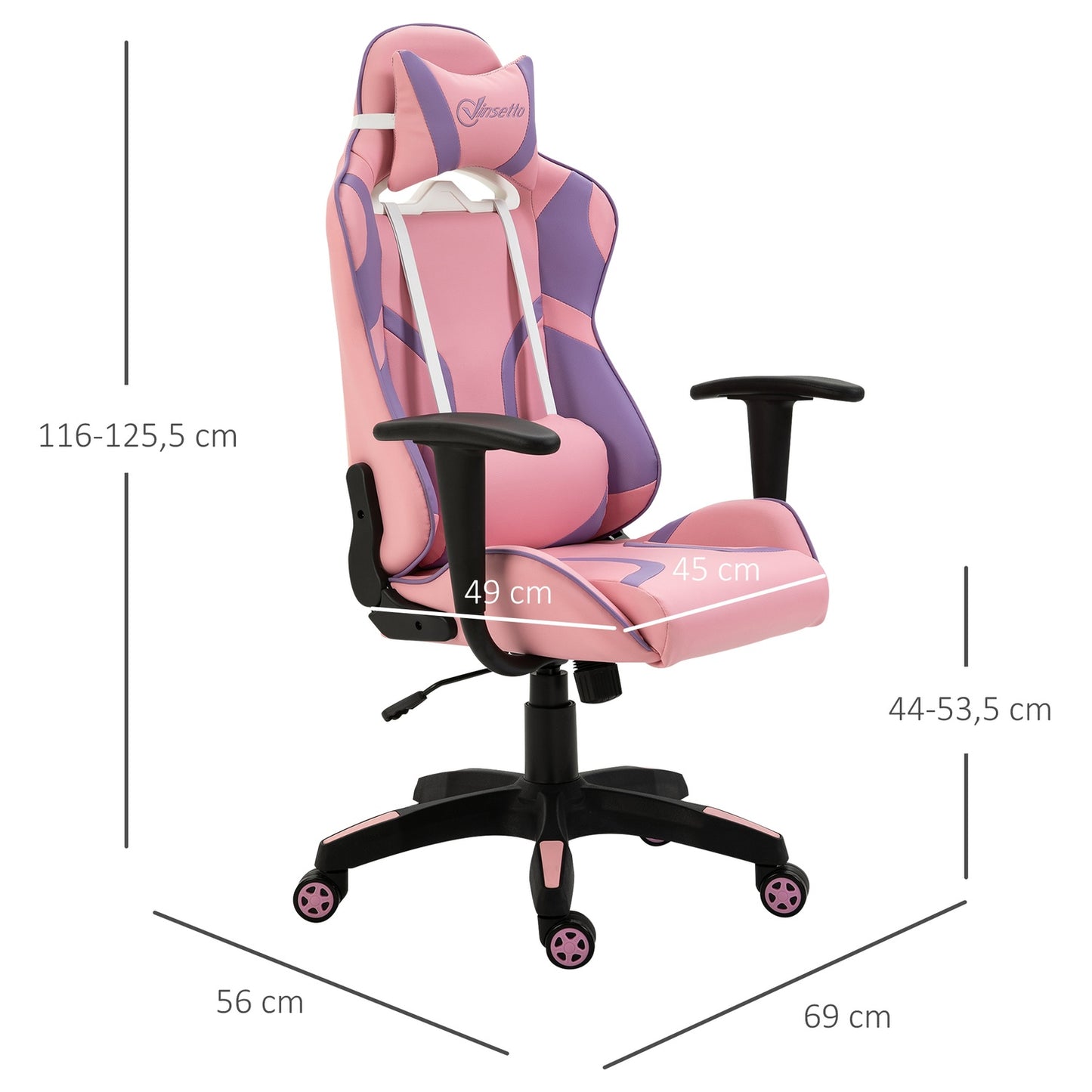 Ergonomic gaming chair with adjustable massage cushion
