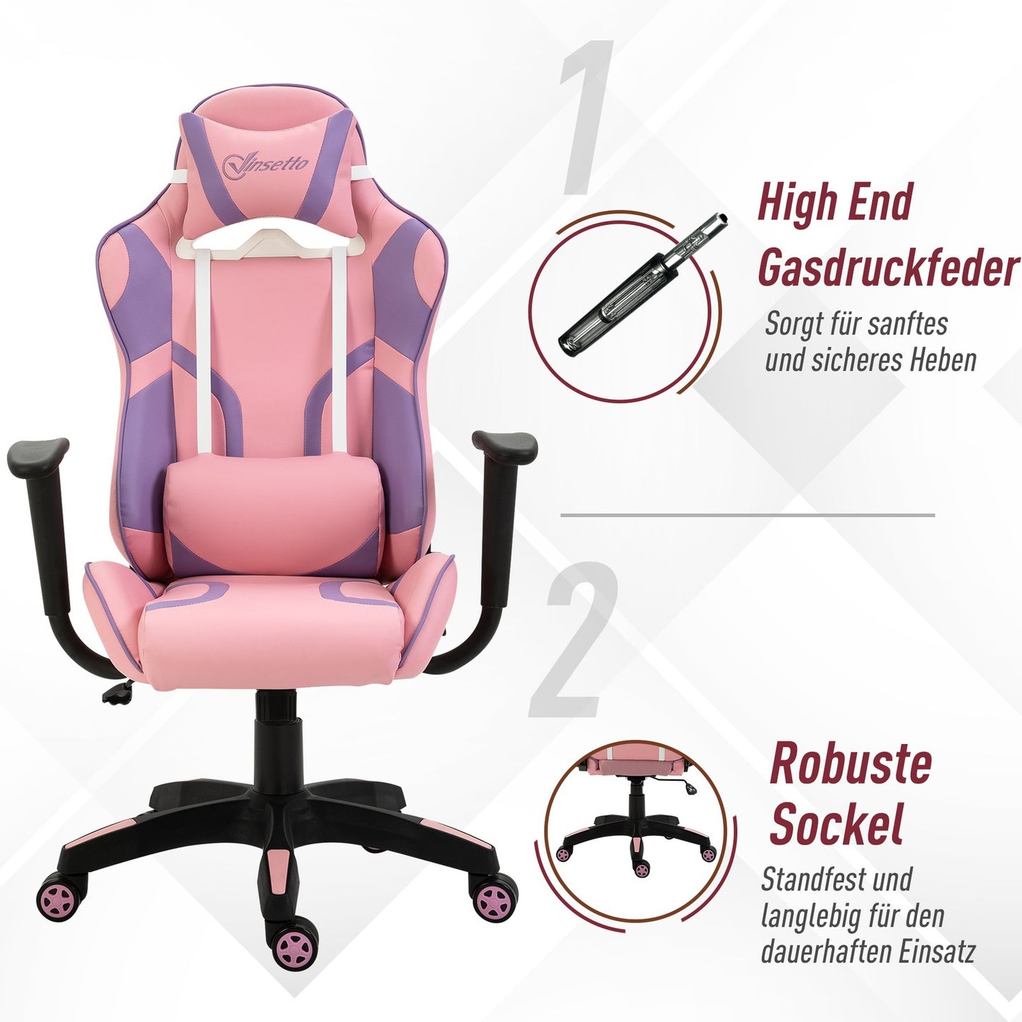 Ergonomic gaming chair with adjustable massage cushion