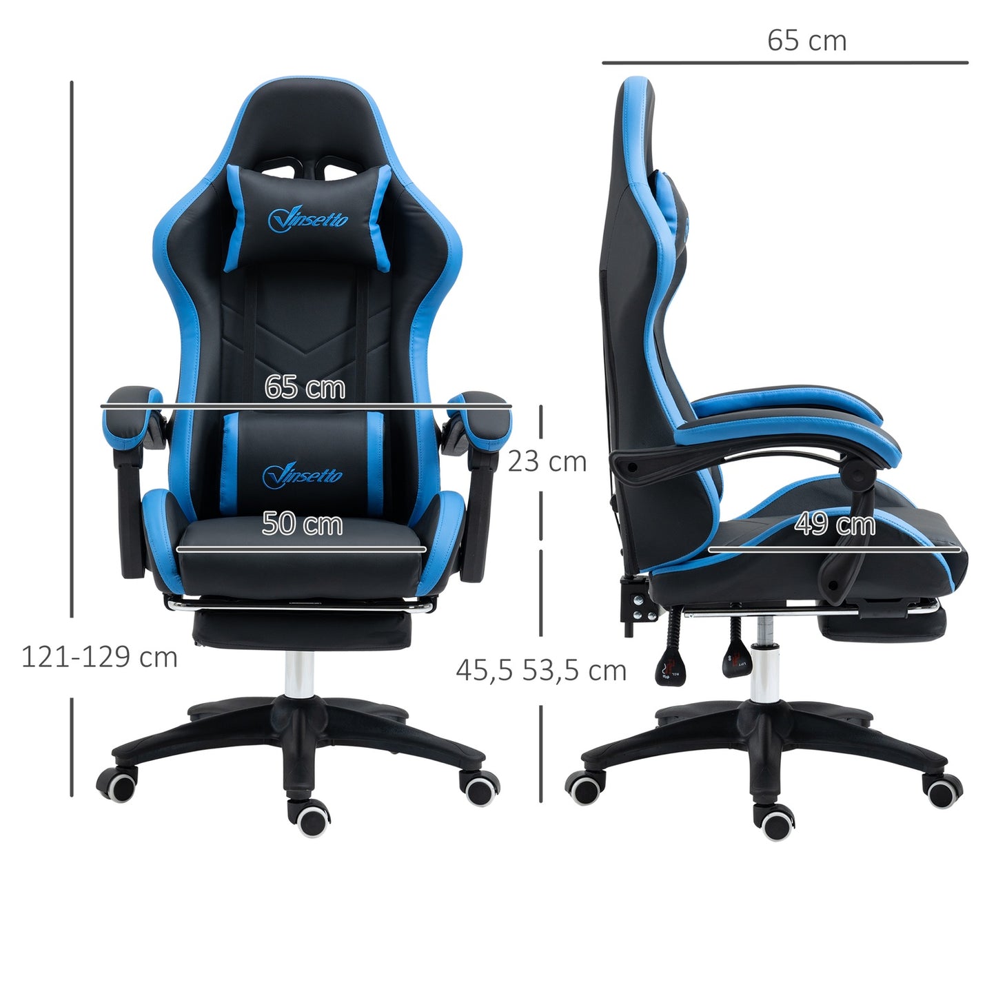 Ergonomic gaming chair with lumbar support and footrest