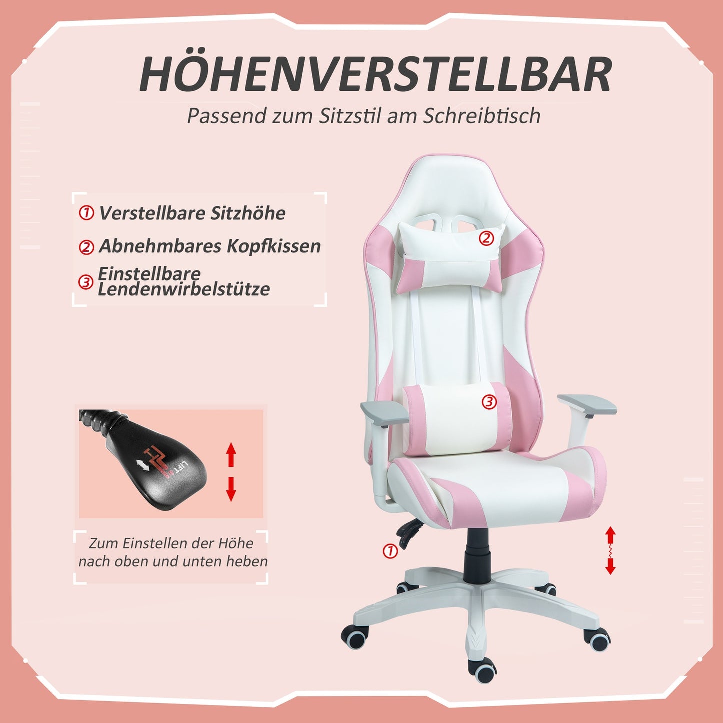 Ergonomic gaming office chair, recliner with lumbar support