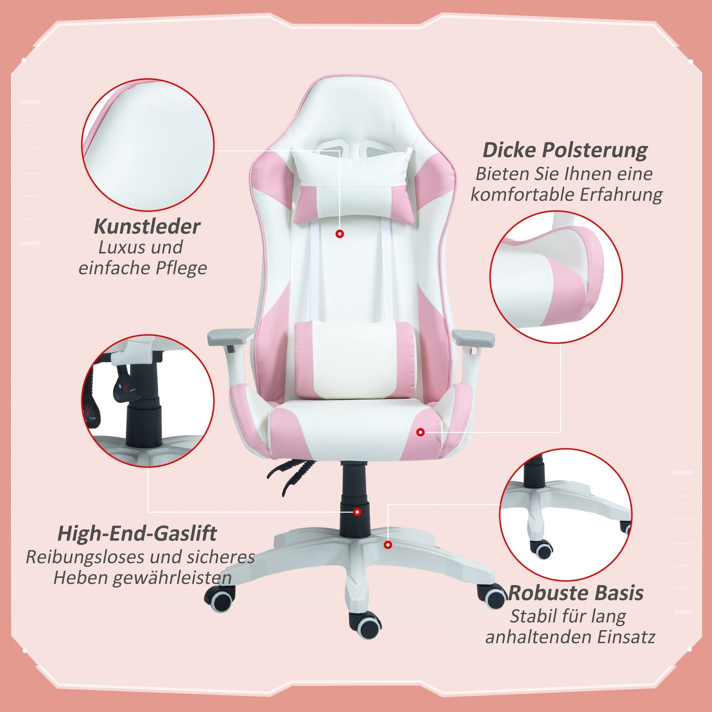 Ergonomic gaming office chair, recliner with lumbar support
