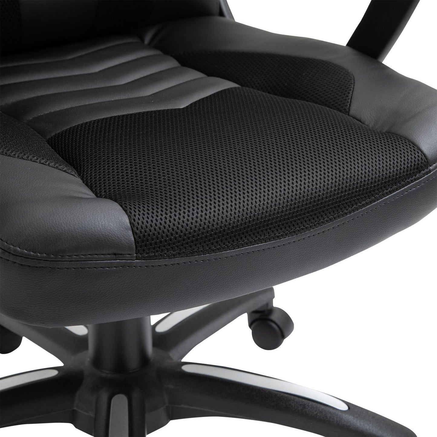 Ergonomic massage chair in black artificial leather with heat and vibration