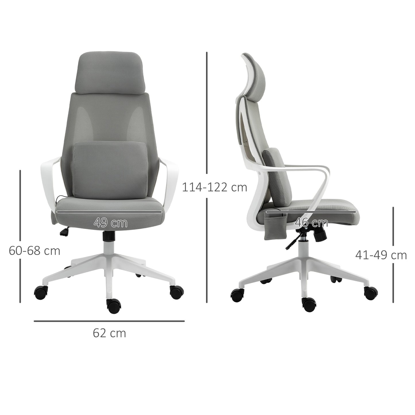 Ergonomic gaming chair with massage, swivel, gray nylon
