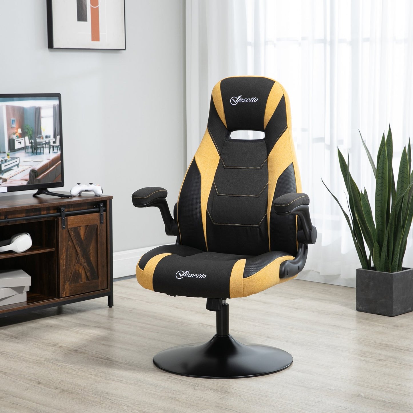Game chair, Rocker Function, Adjustable height, Yellow/Black