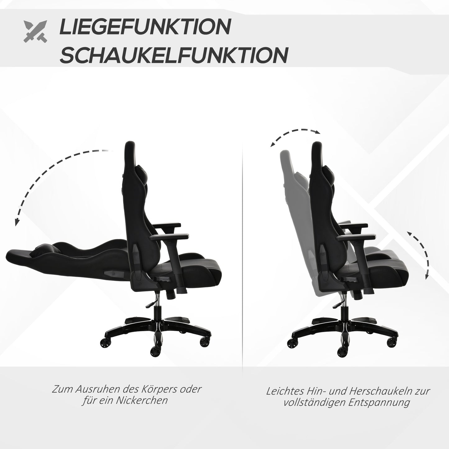 Ergonomic reclining gaming chair, artificial leather, adjustable height