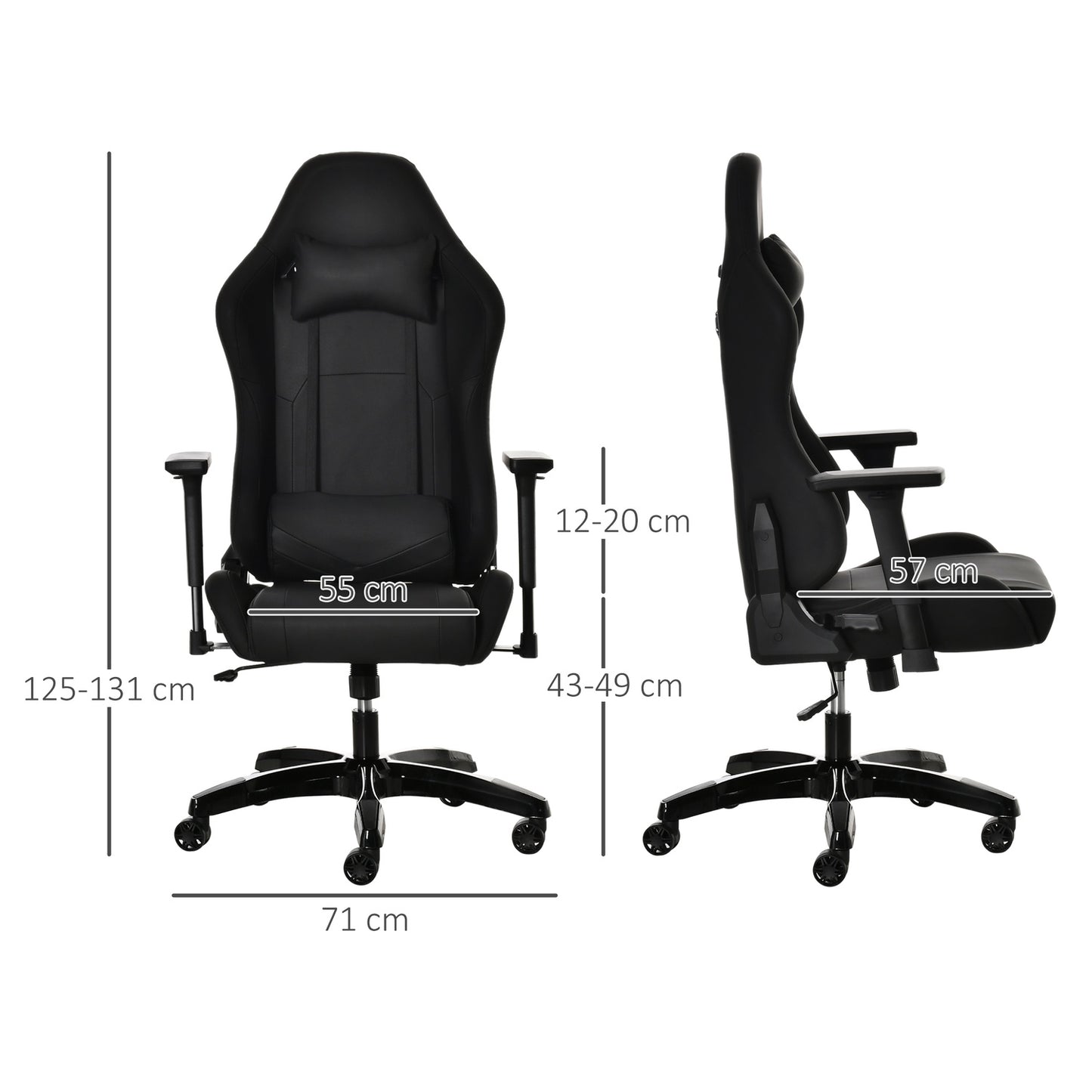 Ergonomic reclining gaming chair, artificial leather, adjustable height