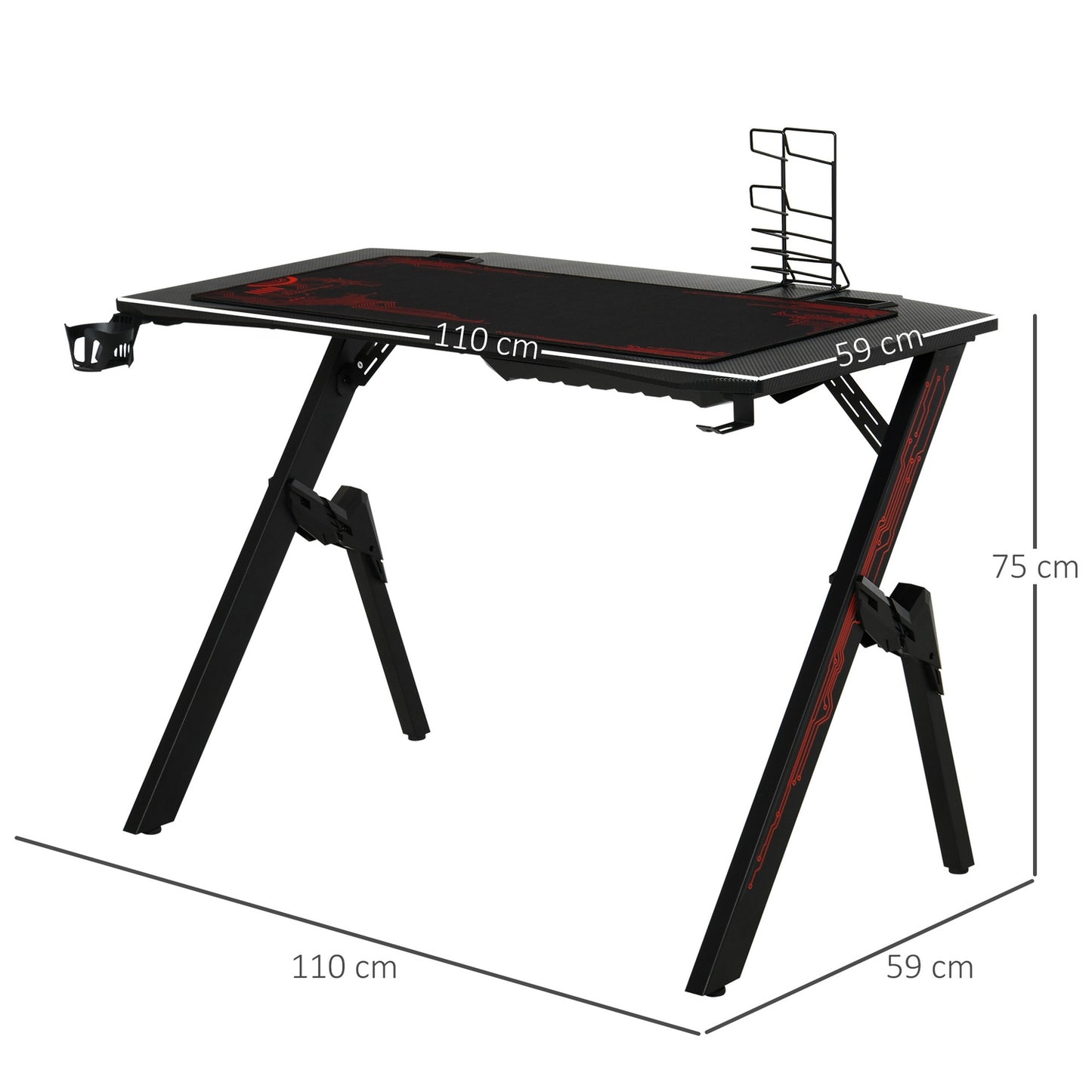 Game table - Modern MDF & Metal, 110x59x75cm