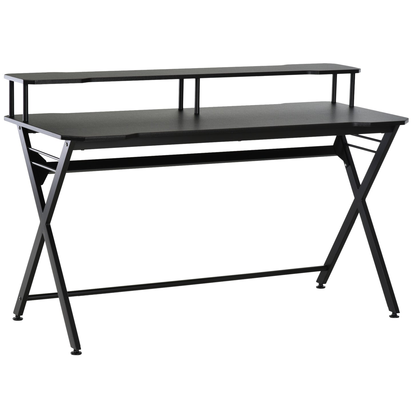 Game table with headphone hook, black steel & MDF, 120x60x90 cm