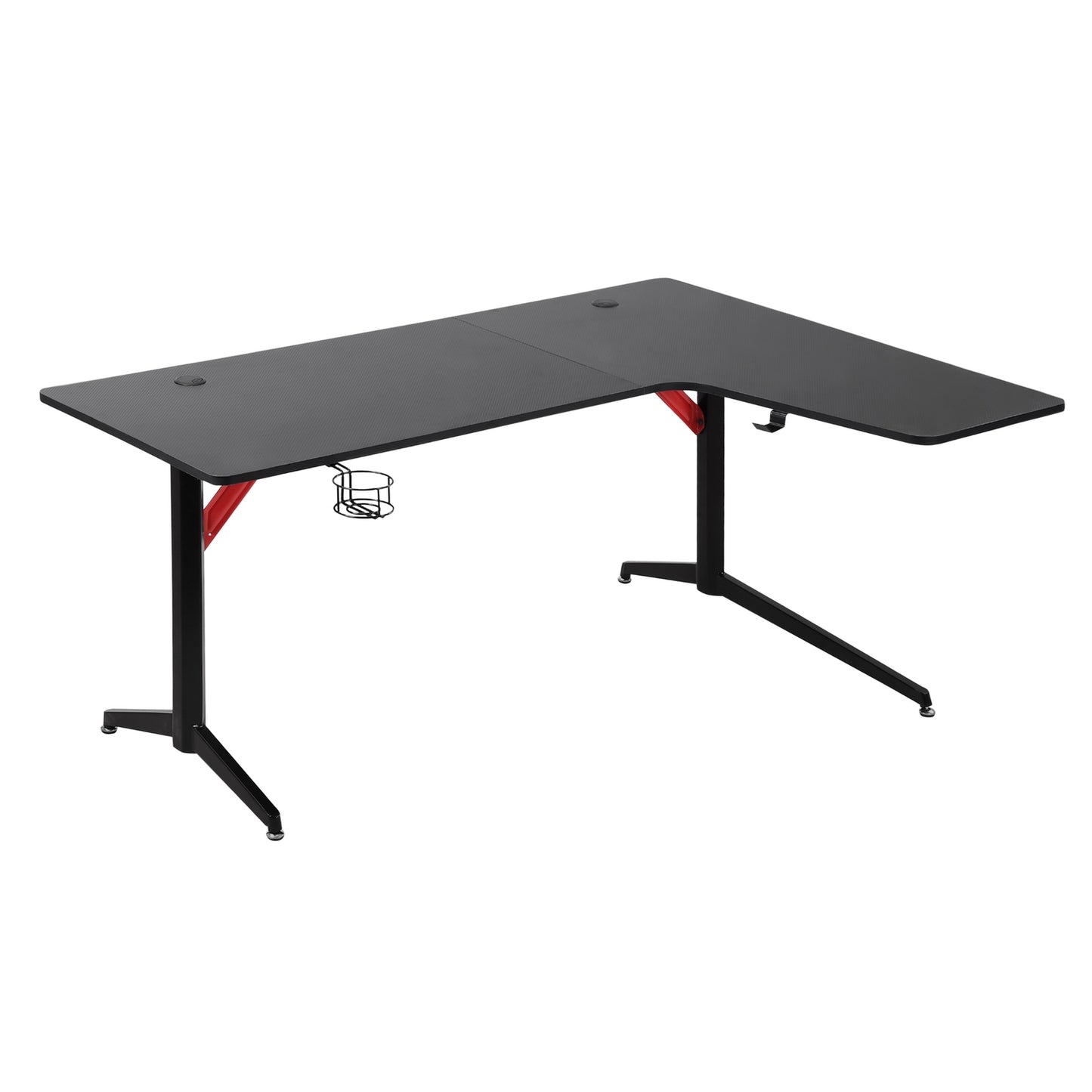 Game table with headphone hook & cup holder, black-red