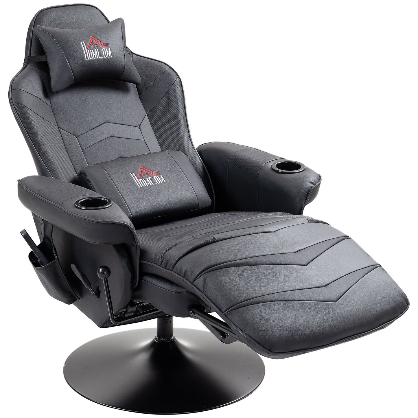 Gaming chair with massage and footrest, black leather look