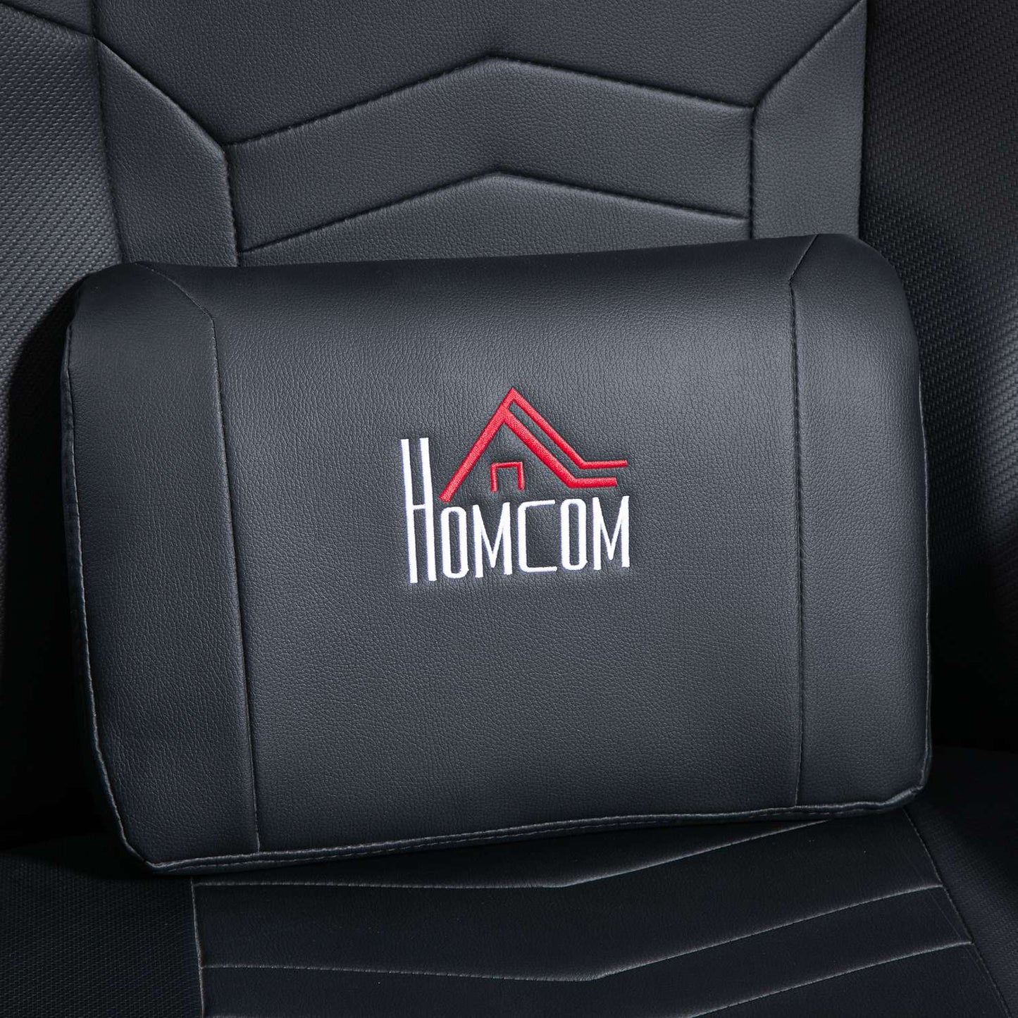 Gaming chair with massage and footrest, black leather look