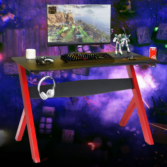 Gaming table computer table gaming desk with cup and headphone holder and mouse pad for home office playroom