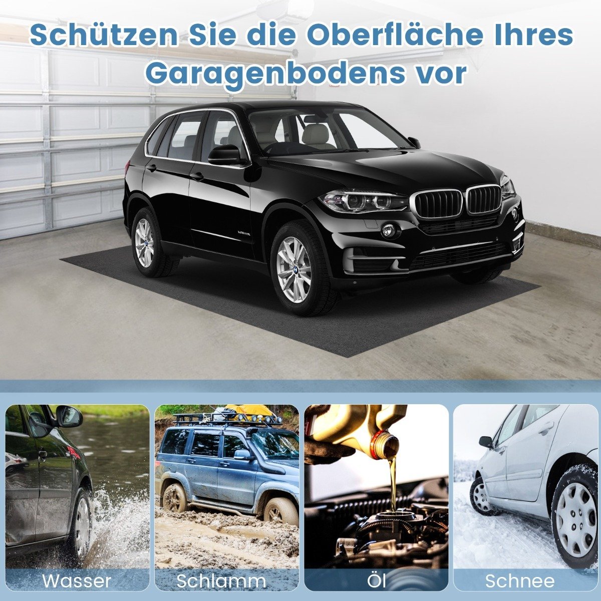 Garage Floor Mat, 180x150 cm, Oil & Water Resistant