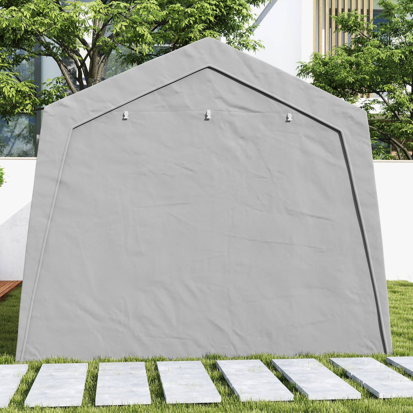 Waterproof outdoor garage tent - 300x600x250 cm, light grey
