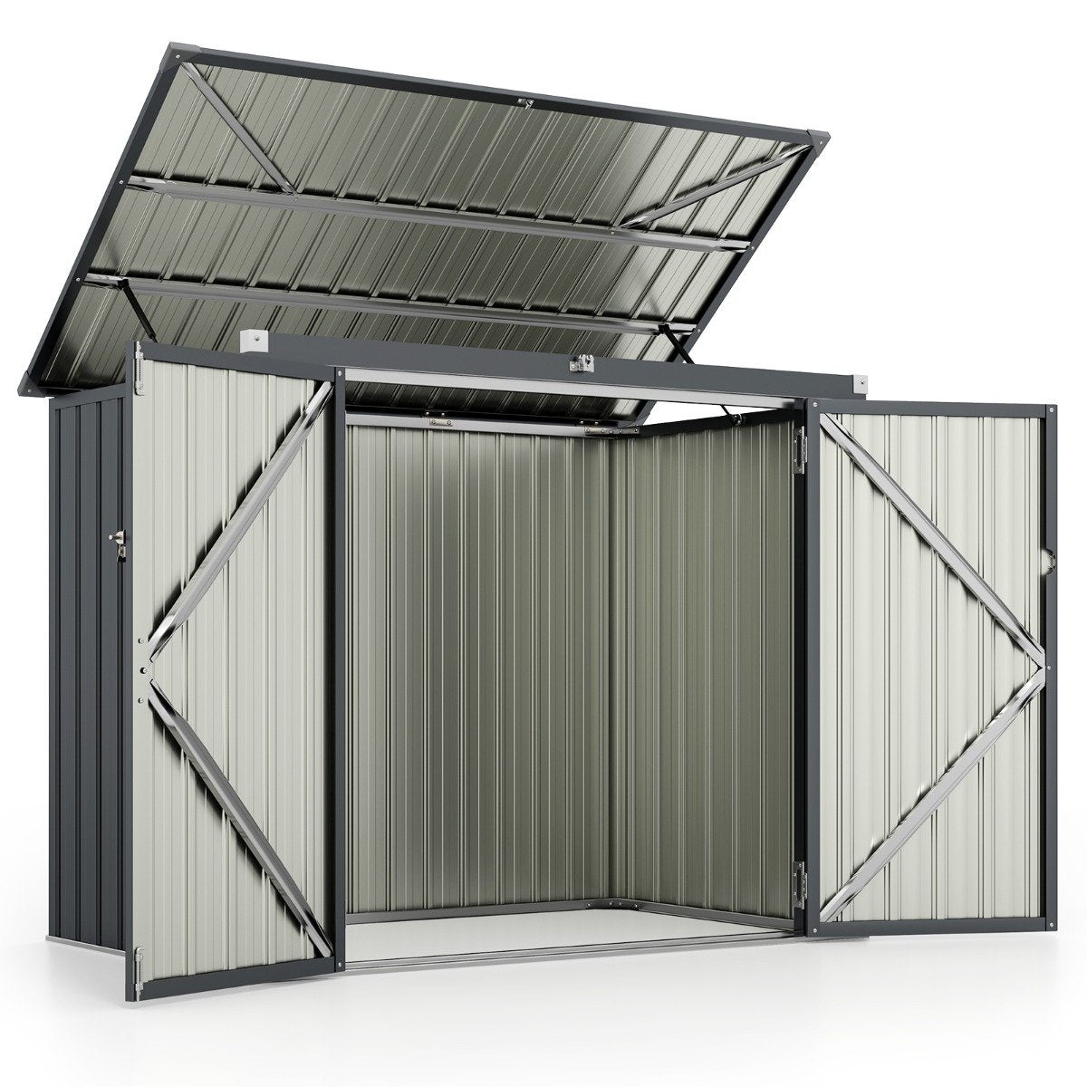 Garbage can box for 2 garbage cans Garbage box made of galvanized metal Garbage house with 2 doors