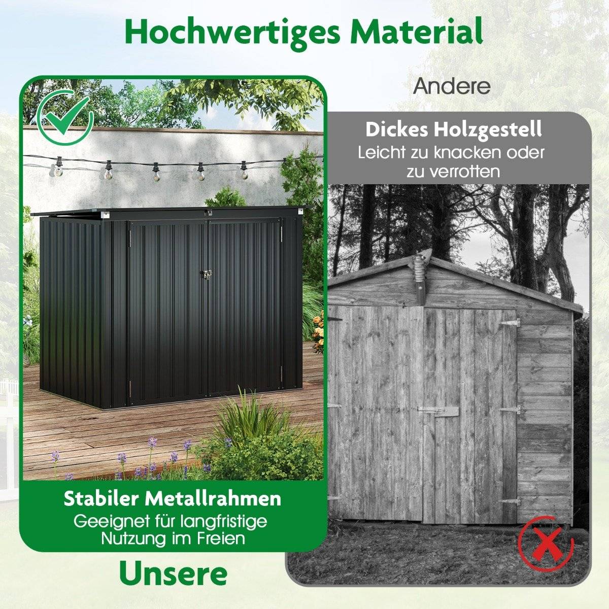 Garbage can box for 2 garbage cans Garbage box made of galvanized metal Garbage house with 2 doors