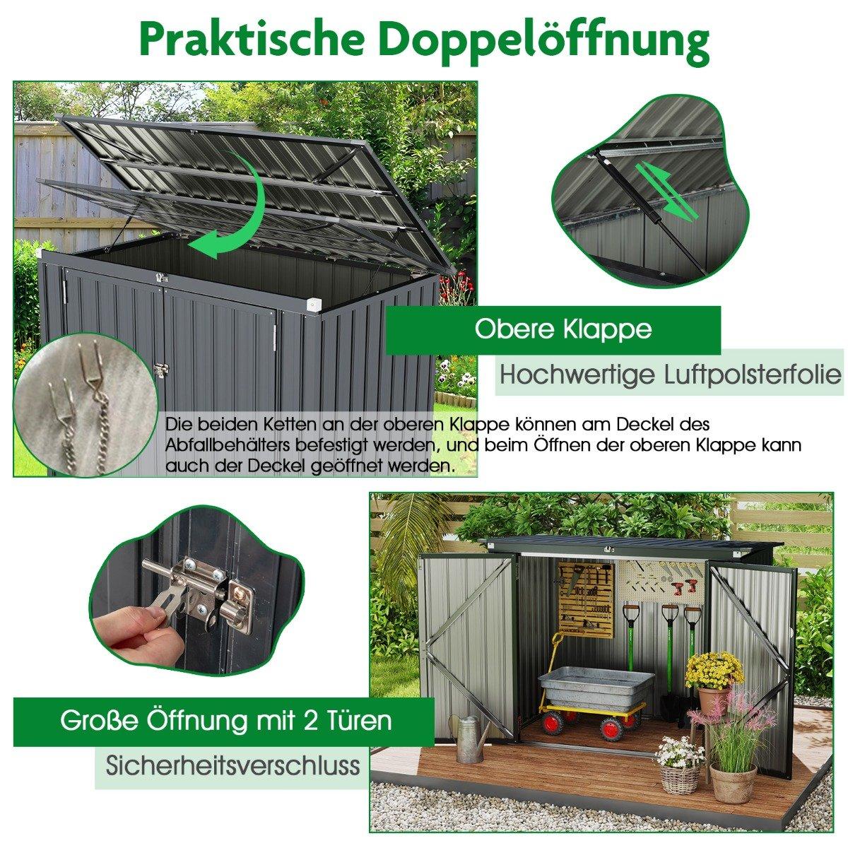 Garbage can box for 2 garbage cans Garbage box made of galvanized metal Garbage house with 2 doors