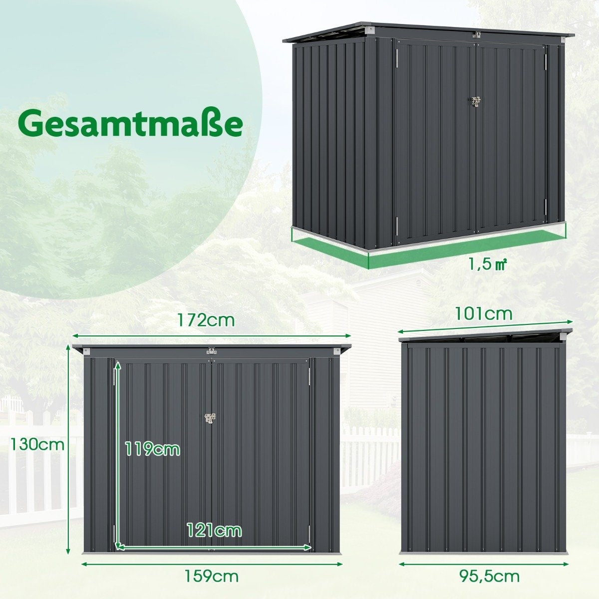 Garbage can box for 2 garbage cans Garbage box made of galvanized metal Garbage house with 2 doors