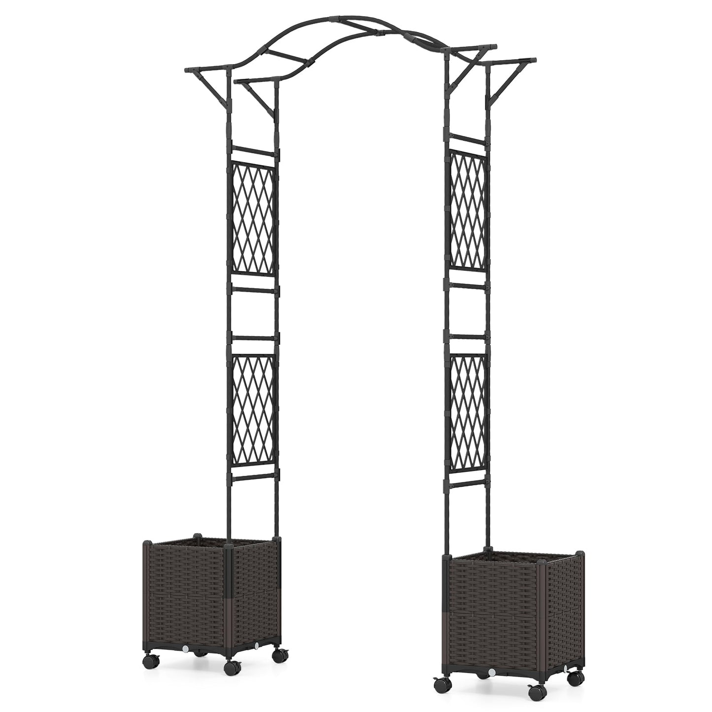 Garden Arch with Self-Watering Planters, Metal & PP, Black