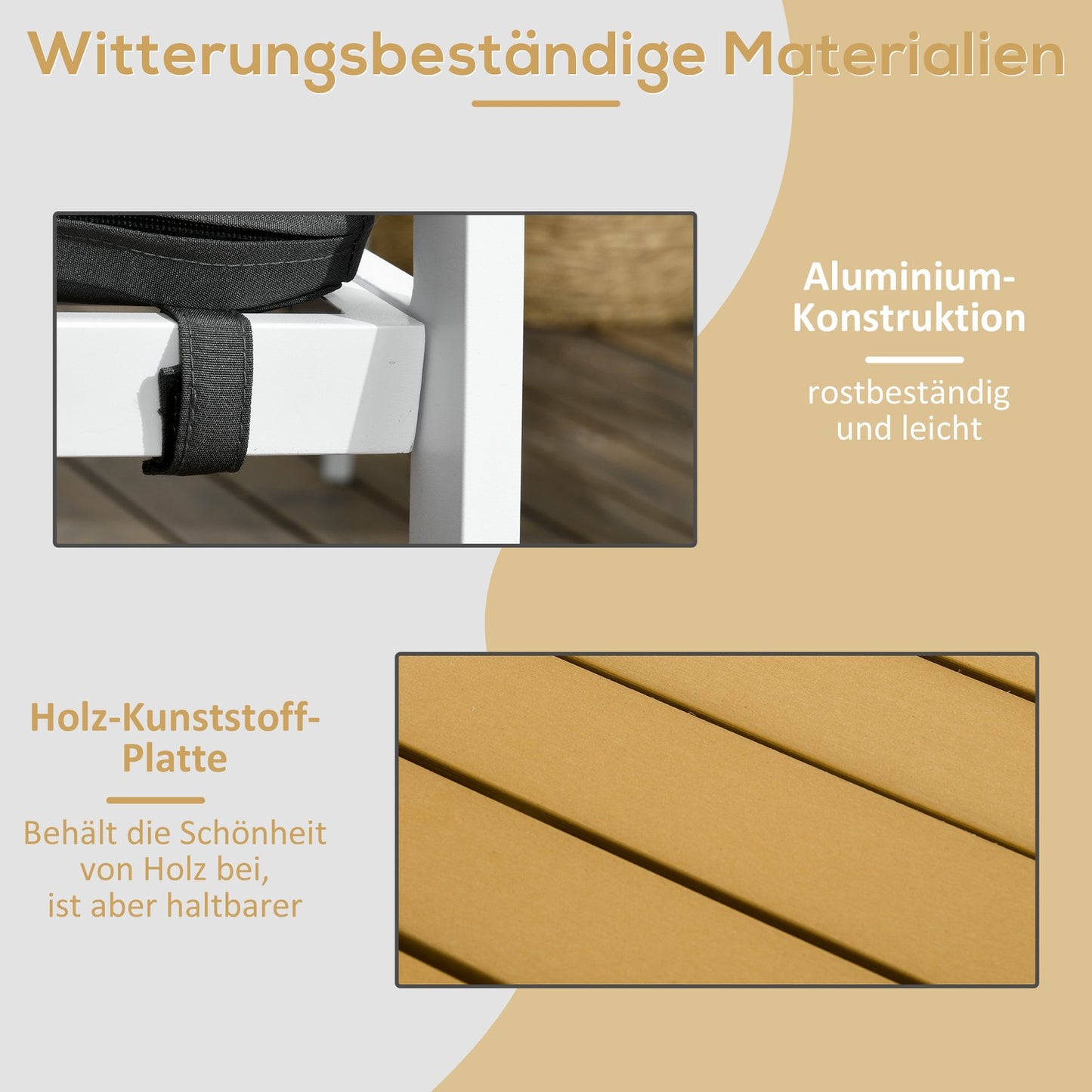 Garden balcony set: weatherproof table, 4 chairs, brown