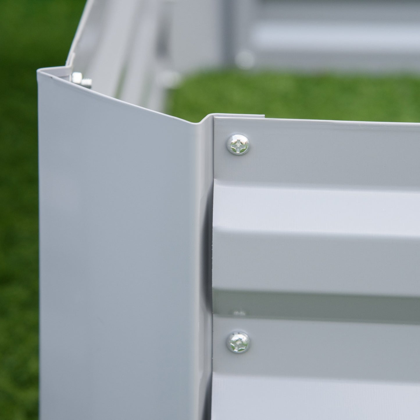 Gray galvanized steel Garden bed & planter box, 100x100x30 cm