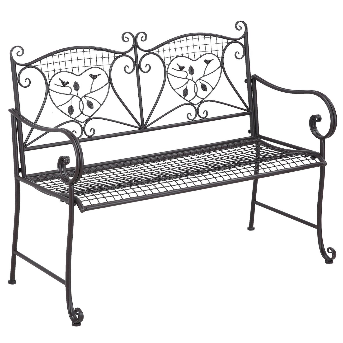 2-seater weatherproof metal garden bench, antique look