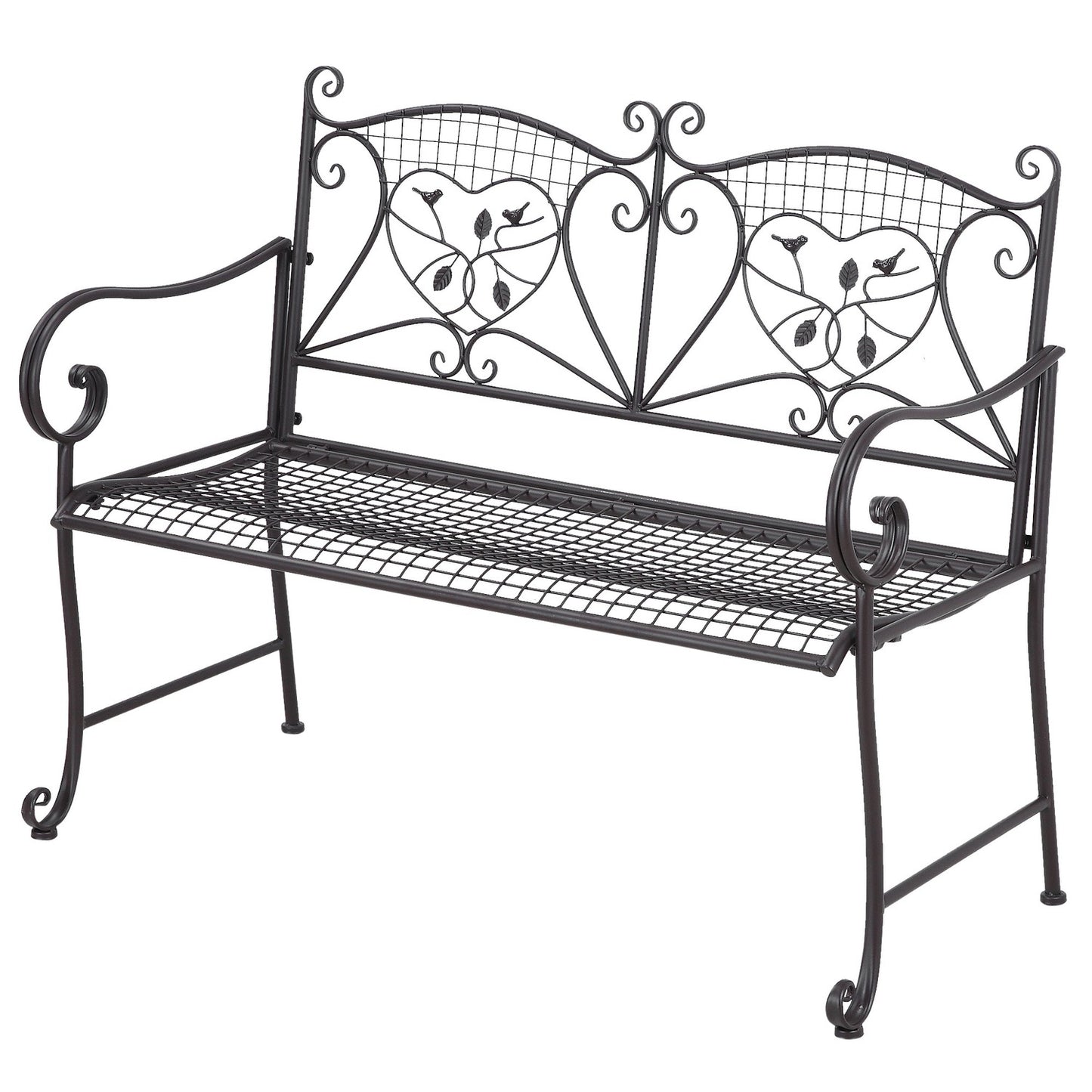 2-seater weatherproof metal garden bench, antique look