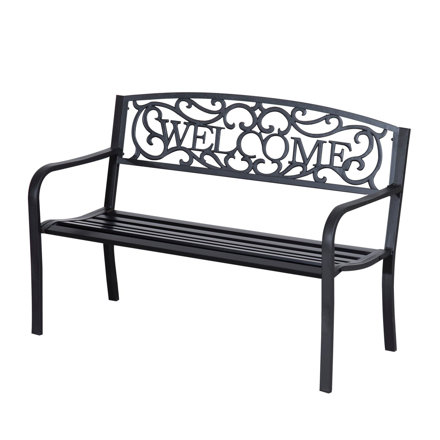 2-seater metal garden bench - perfect for parks and patios