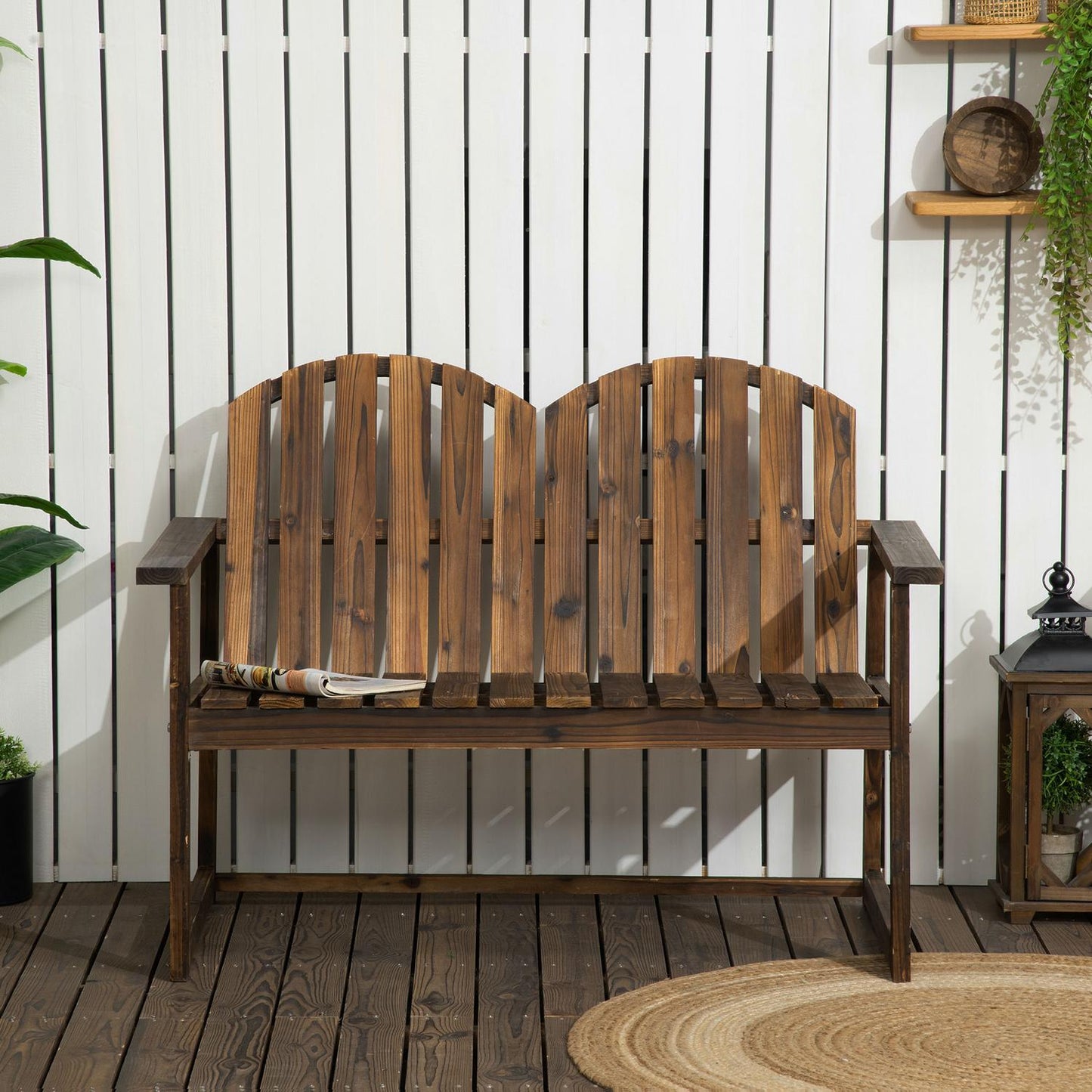 Garden bench with backrest, armrests, 2-seater