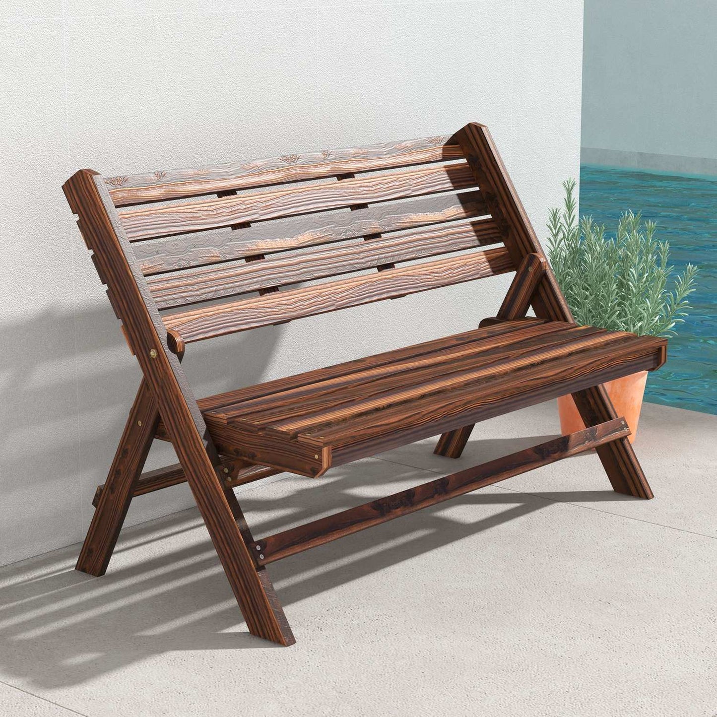 Garden bench - 2-seater, carbonised, capacity 250 kg