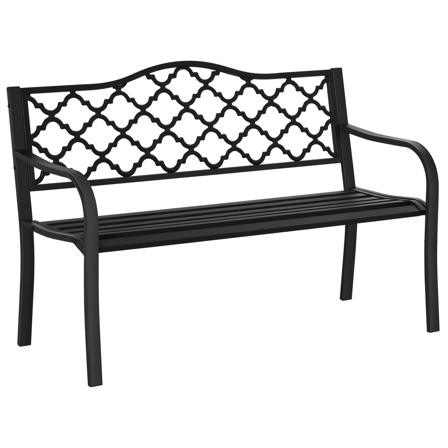 2-seater metal garden bench, elegant black cast iron