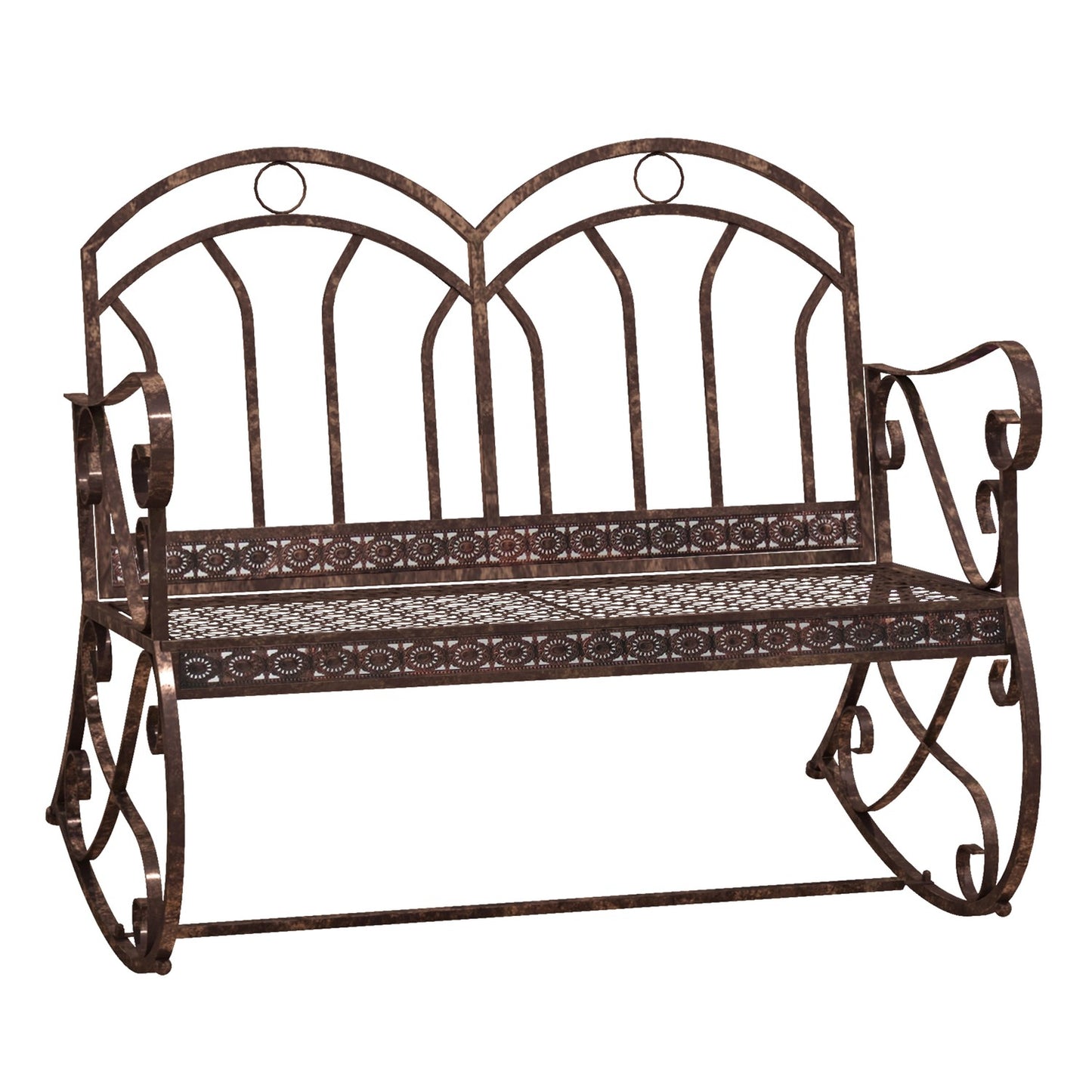 2 Seater Metal Garden Bench - Bronze Red Finish