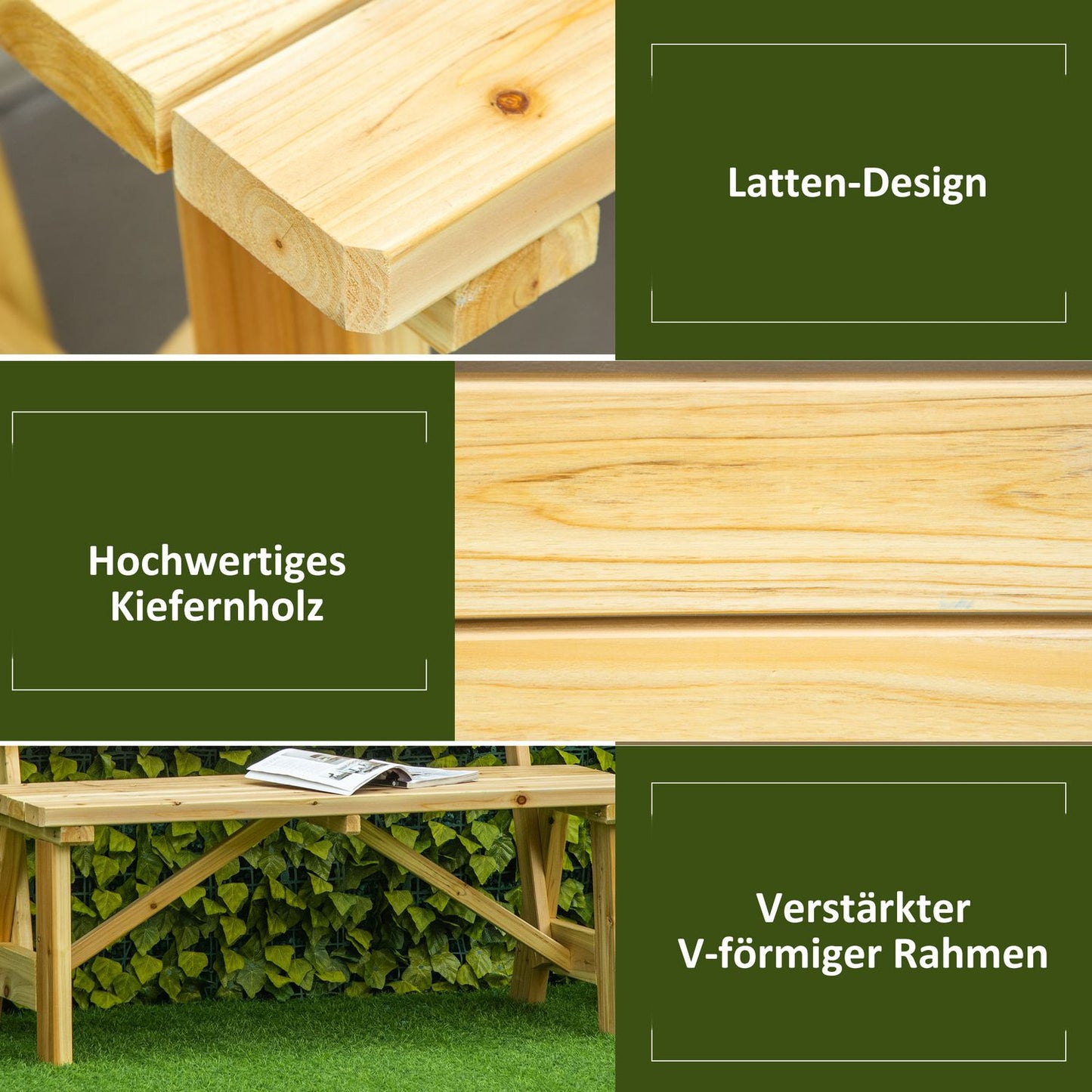 Garden bench 2-seater with backrest, capacity 220 kg