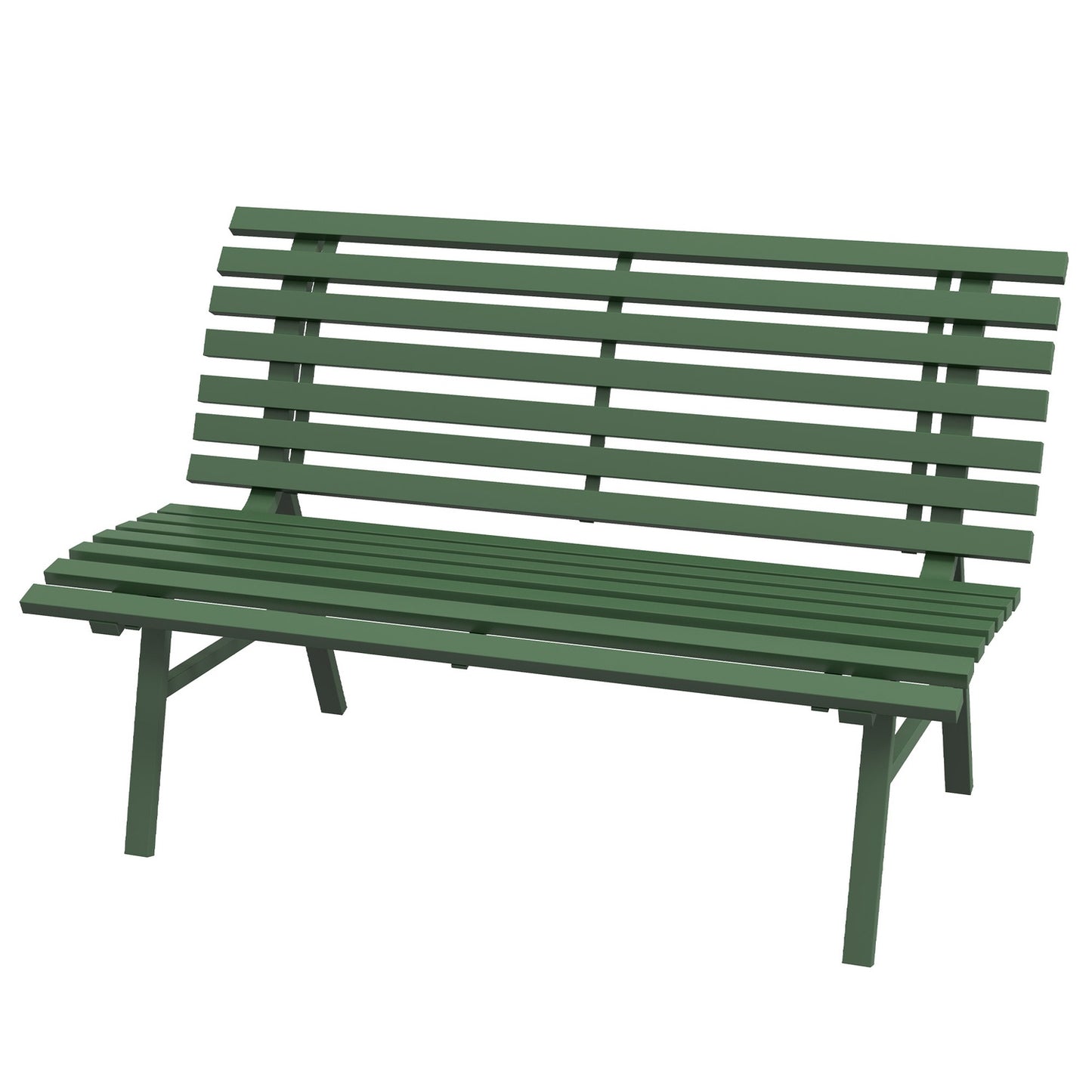 Green aluminum park bench - 2-seater with backrest