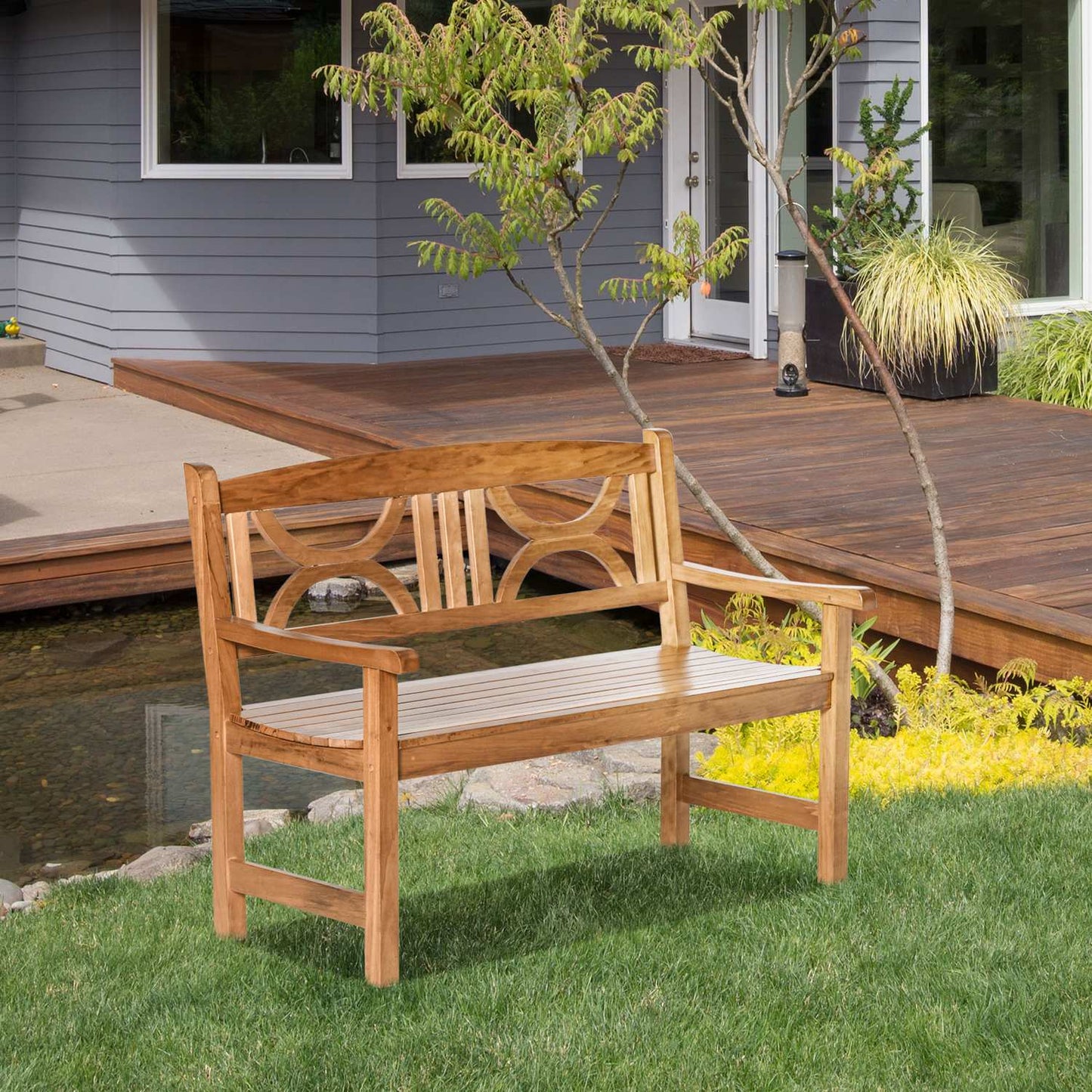 2-seater garden bench, poplar wood, natural finish