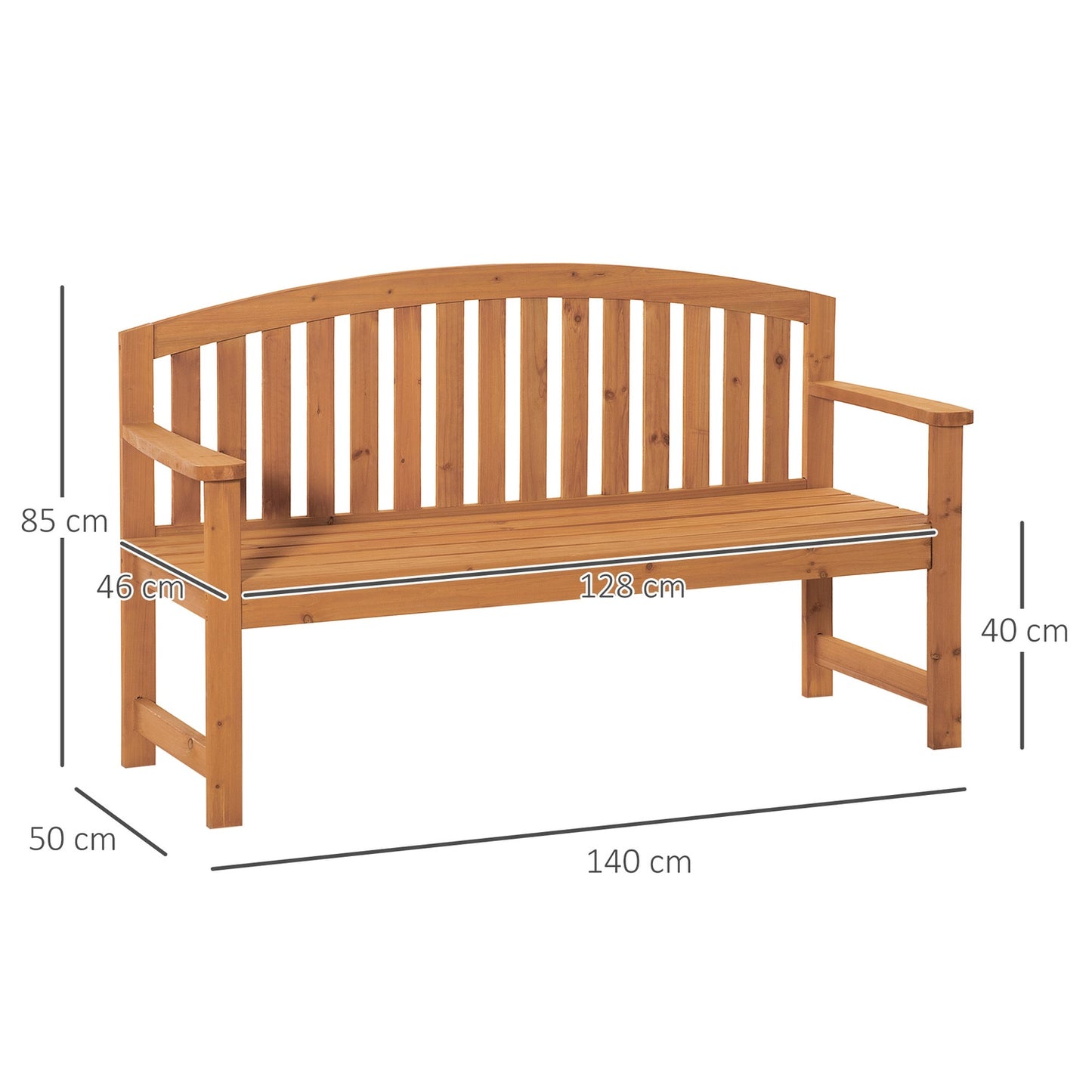 2-seater wooden garden bench, capacity 320 kg, orange