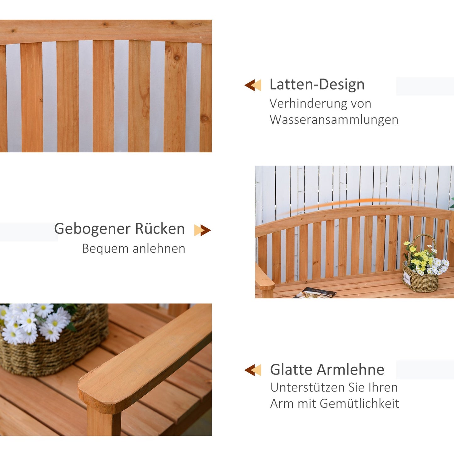 2-seater wooden garden bench, capacity 320 kg, orange