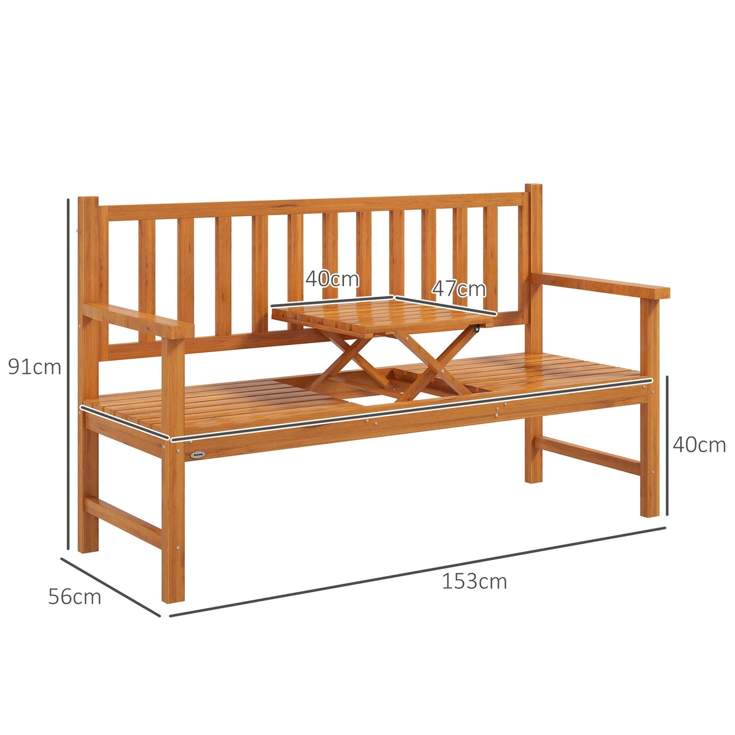 Garden bench, 3-seater with armrests, capacity 280 kg