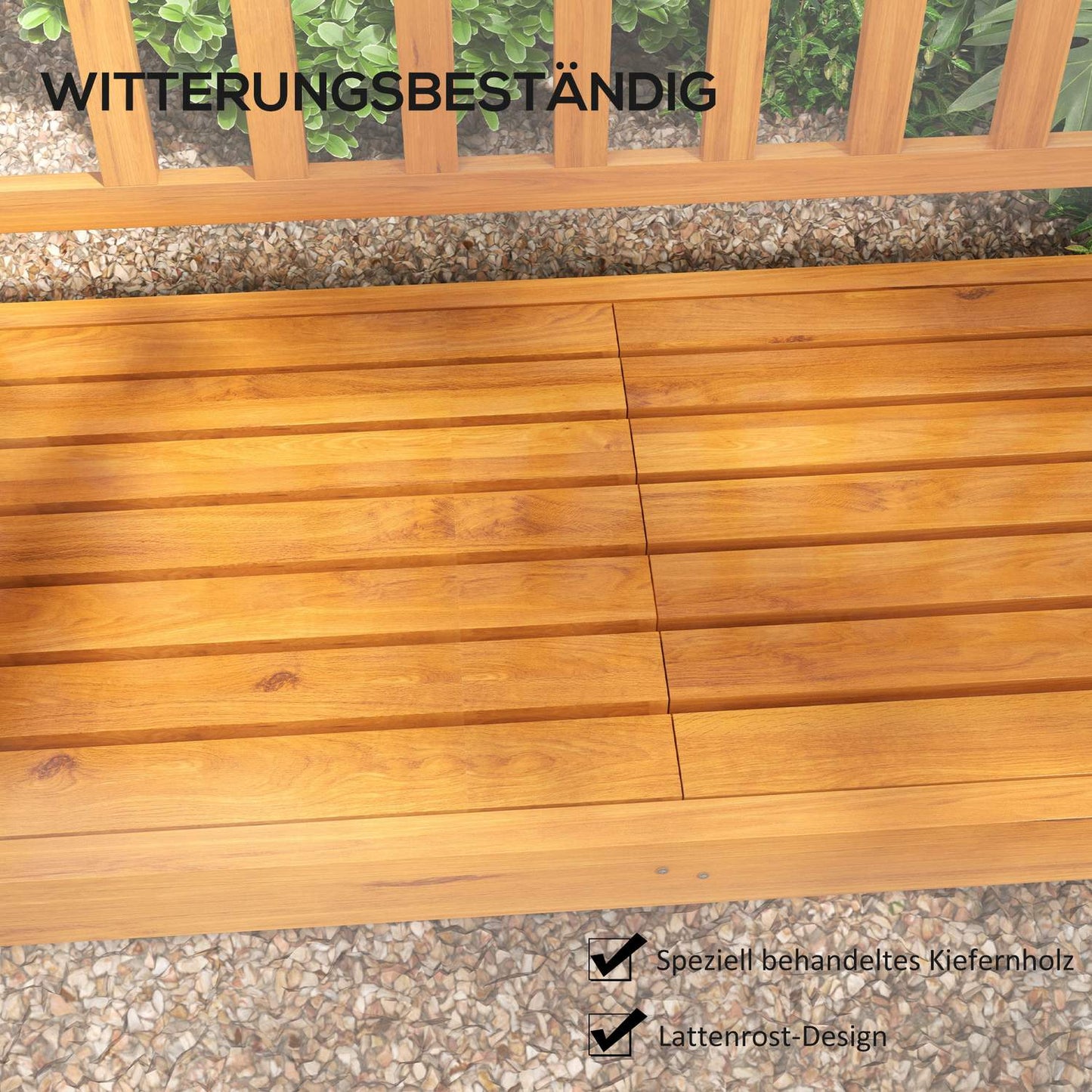 Garden bench, 3-seater with armrests, capacity 280 kg