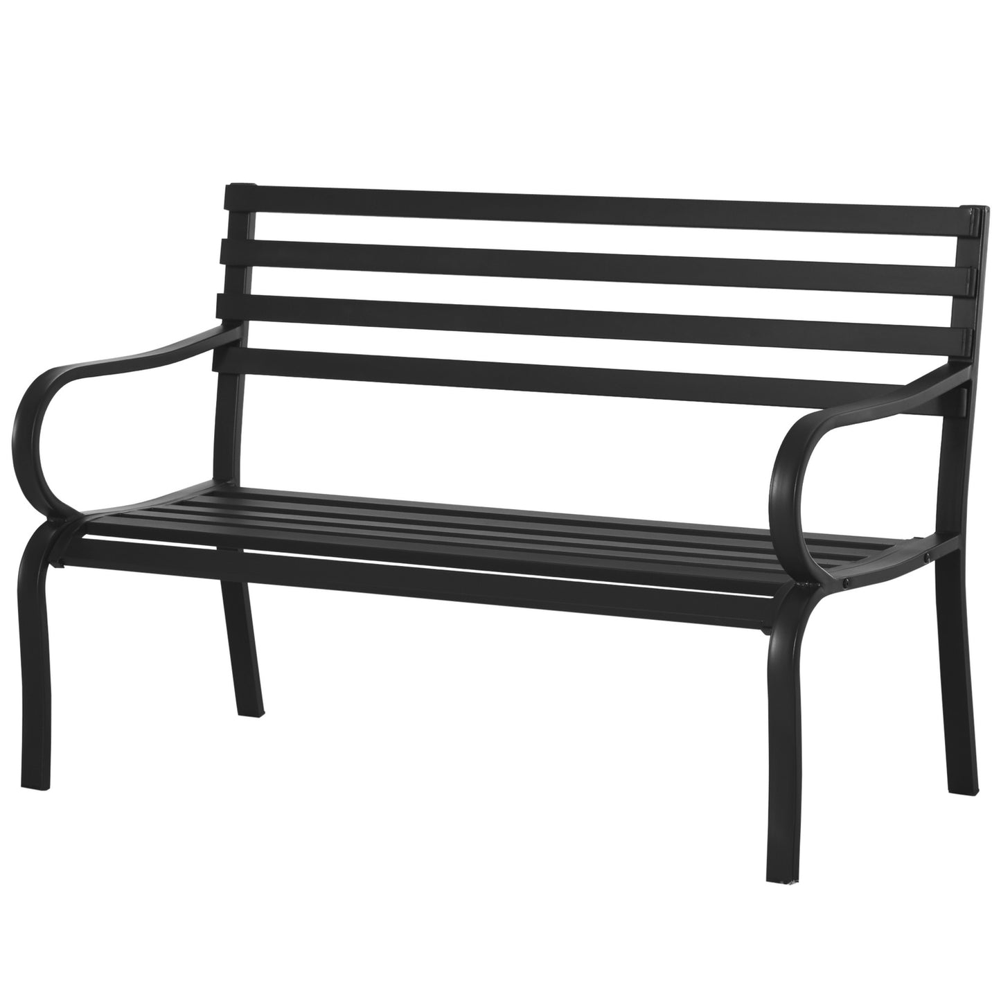 Black metal 2-seater garden bench - 127 x 58 x 82 cm