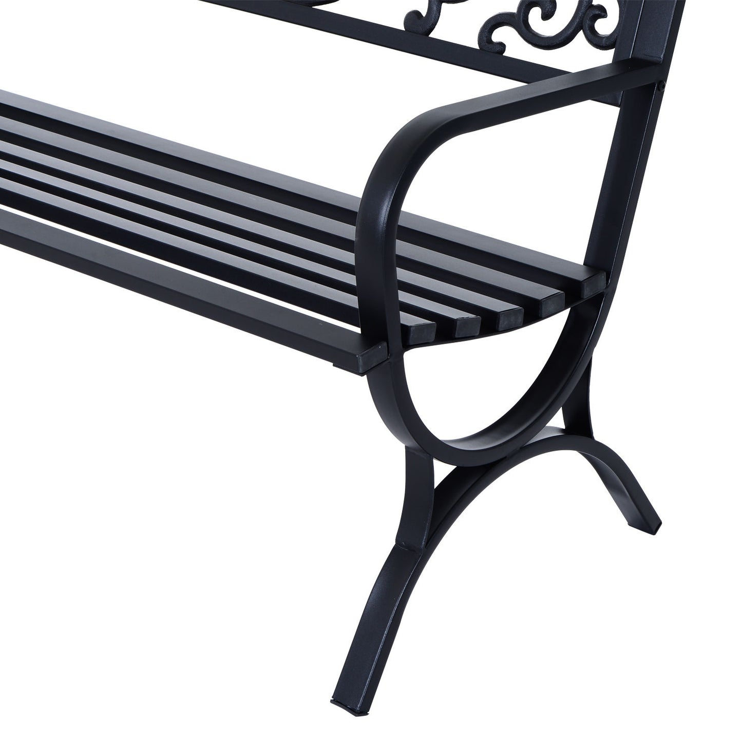 Metal garden bench, 2-seater, black, 127x60x85 cm