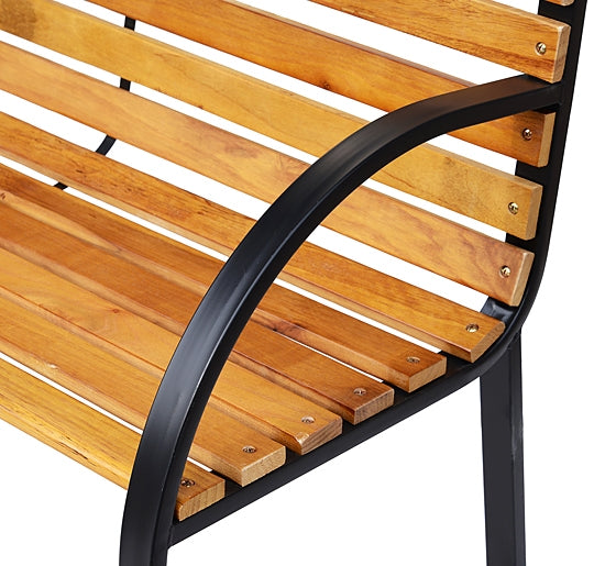 2-seater garden bench, steel and pine, 122x60x83 cm