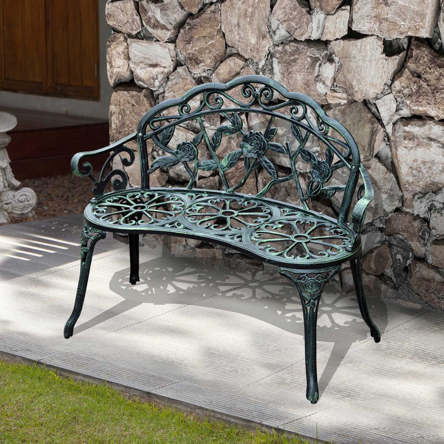 2-seater metal garden bench - 100 x 54 x 78 cm