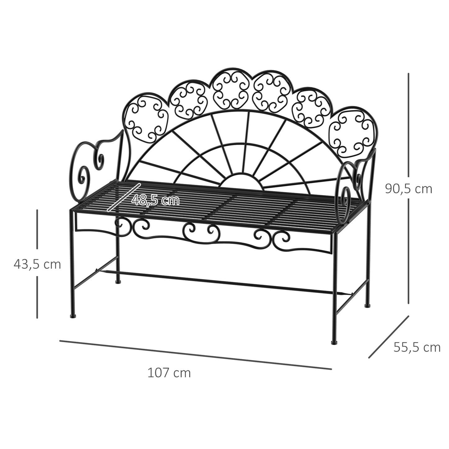 2-seater metal garden bench - Park furniture