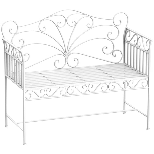 White 2-seater metal garden bench - Outdoor furniture