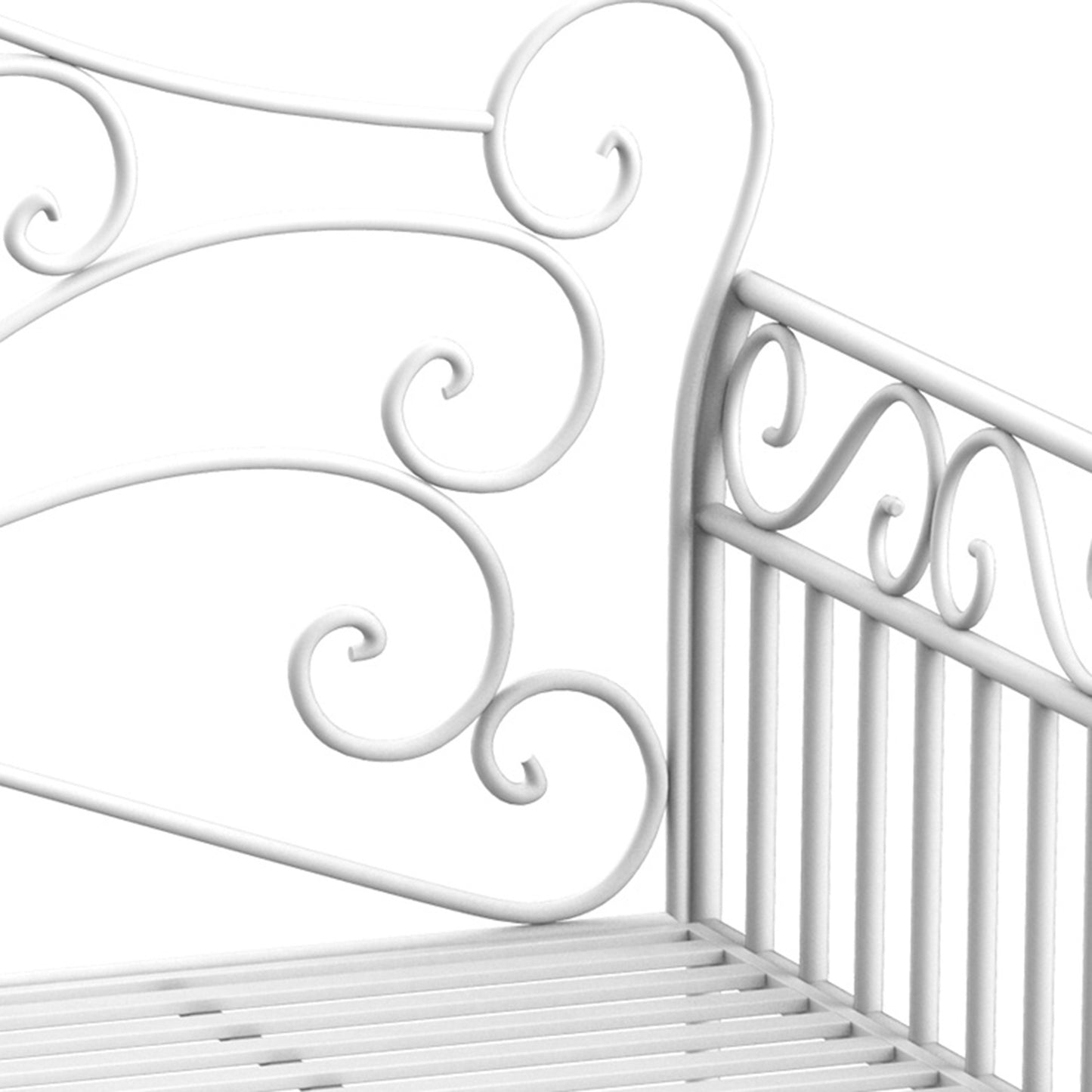 White 2-seater metal garden bench - Outdoor furniture