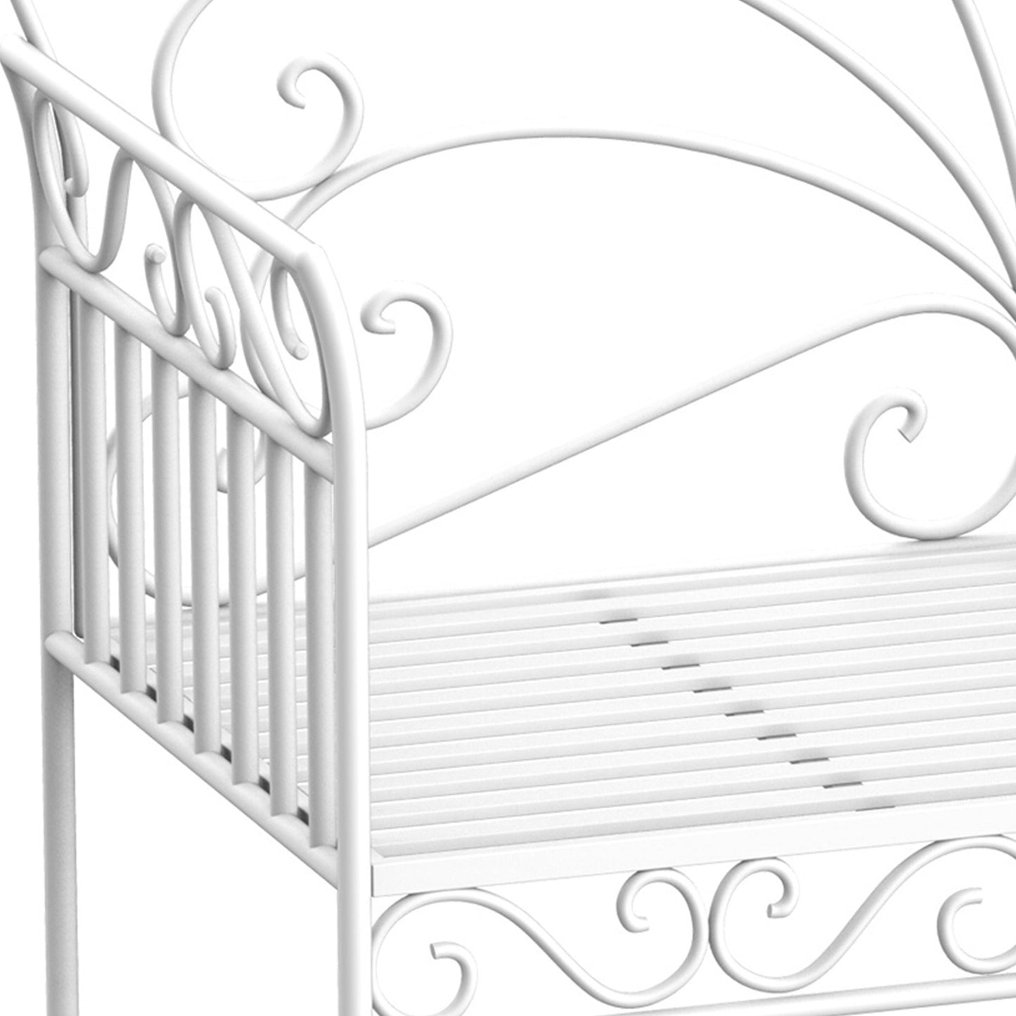 White 2-seater metal garden bench - Outdoor furniture