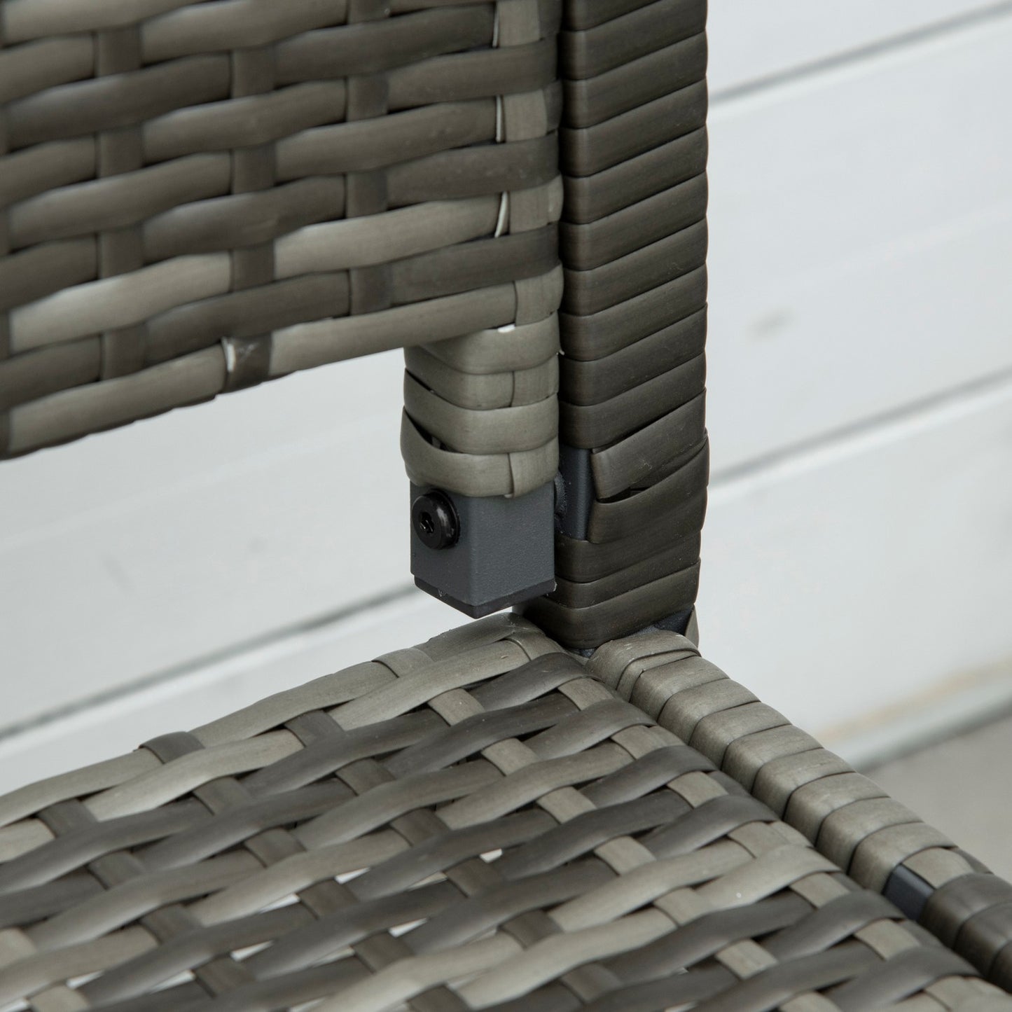 Garden bench – Rattan look, steel frame, 2-person, grey