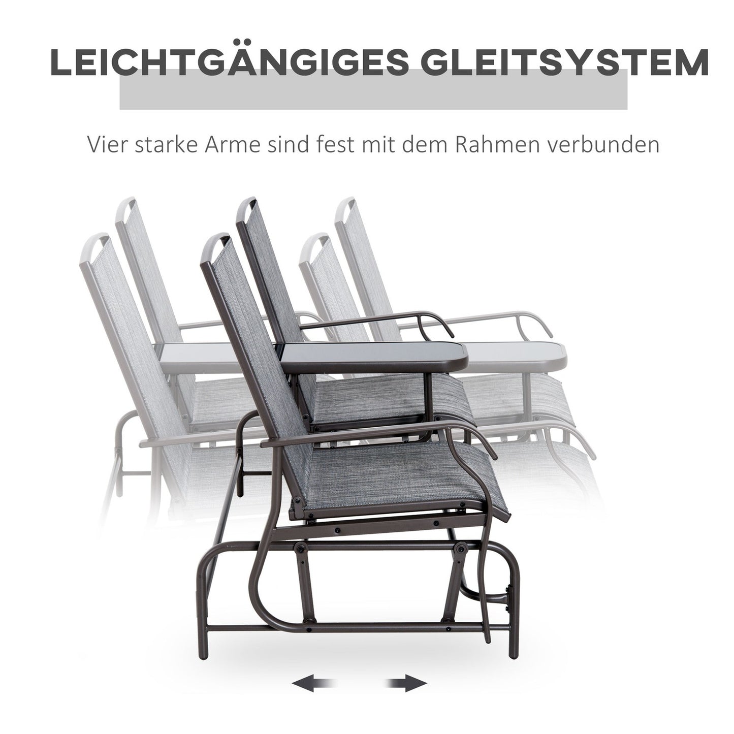 2-seater garden rocking bench with table
